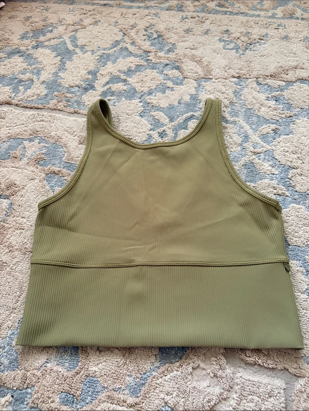 lululemon athletica Olive Ribbed V-Neck Cropped Tank